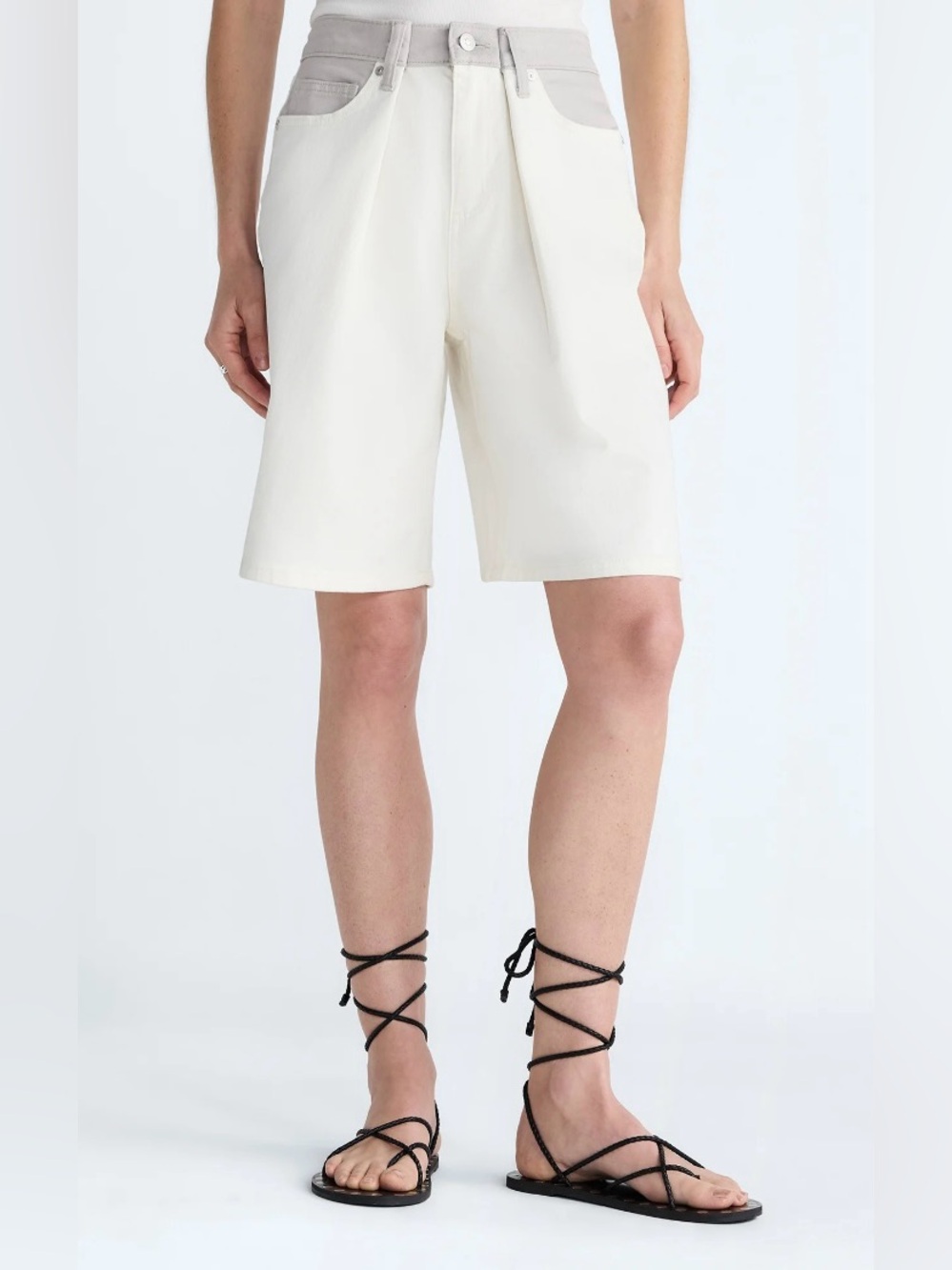 NWT Scoop Cream mid rise Jorts /Shorts contrast waistband